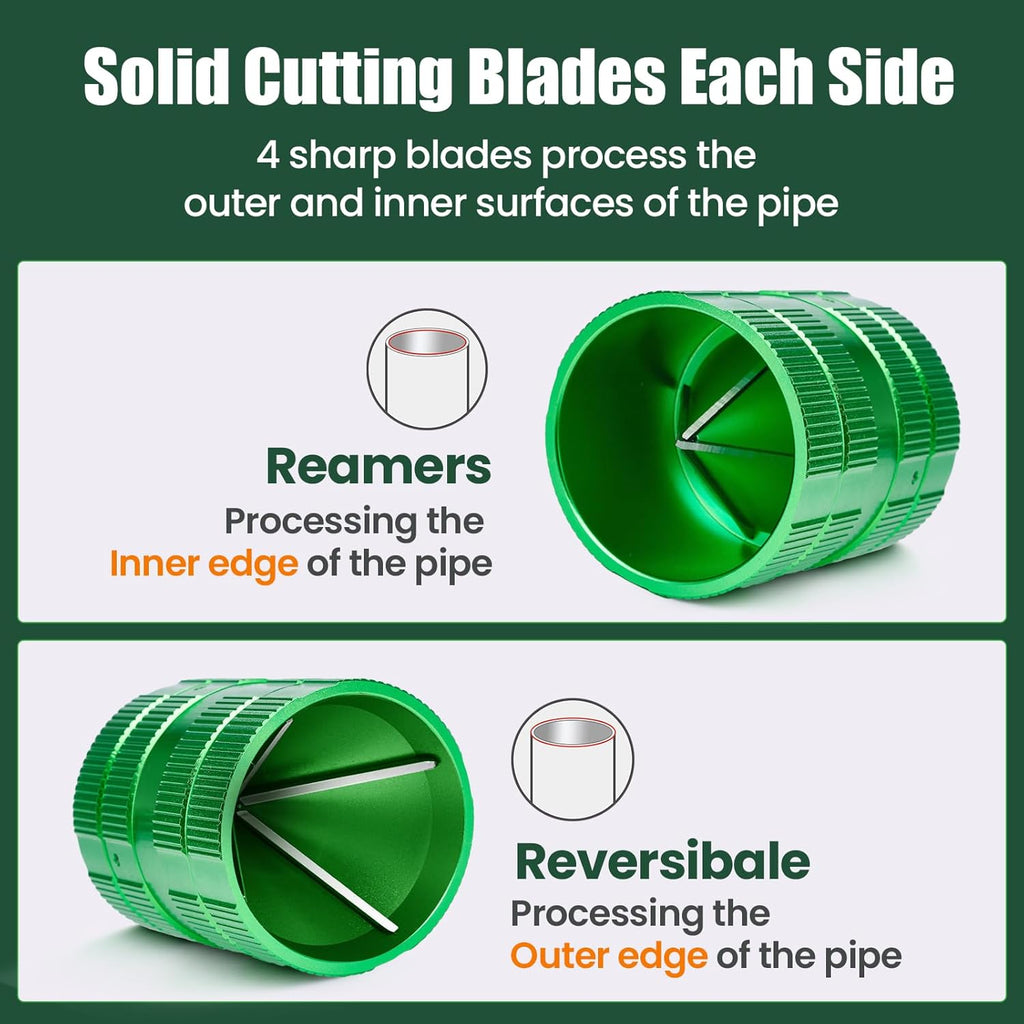 Pipe Reamer Tool with 4 Blades - 1/4–1-5/8 inch Inner & Outer Deburring Tool for Copper, PVC, PPR, Brass, Aluminum