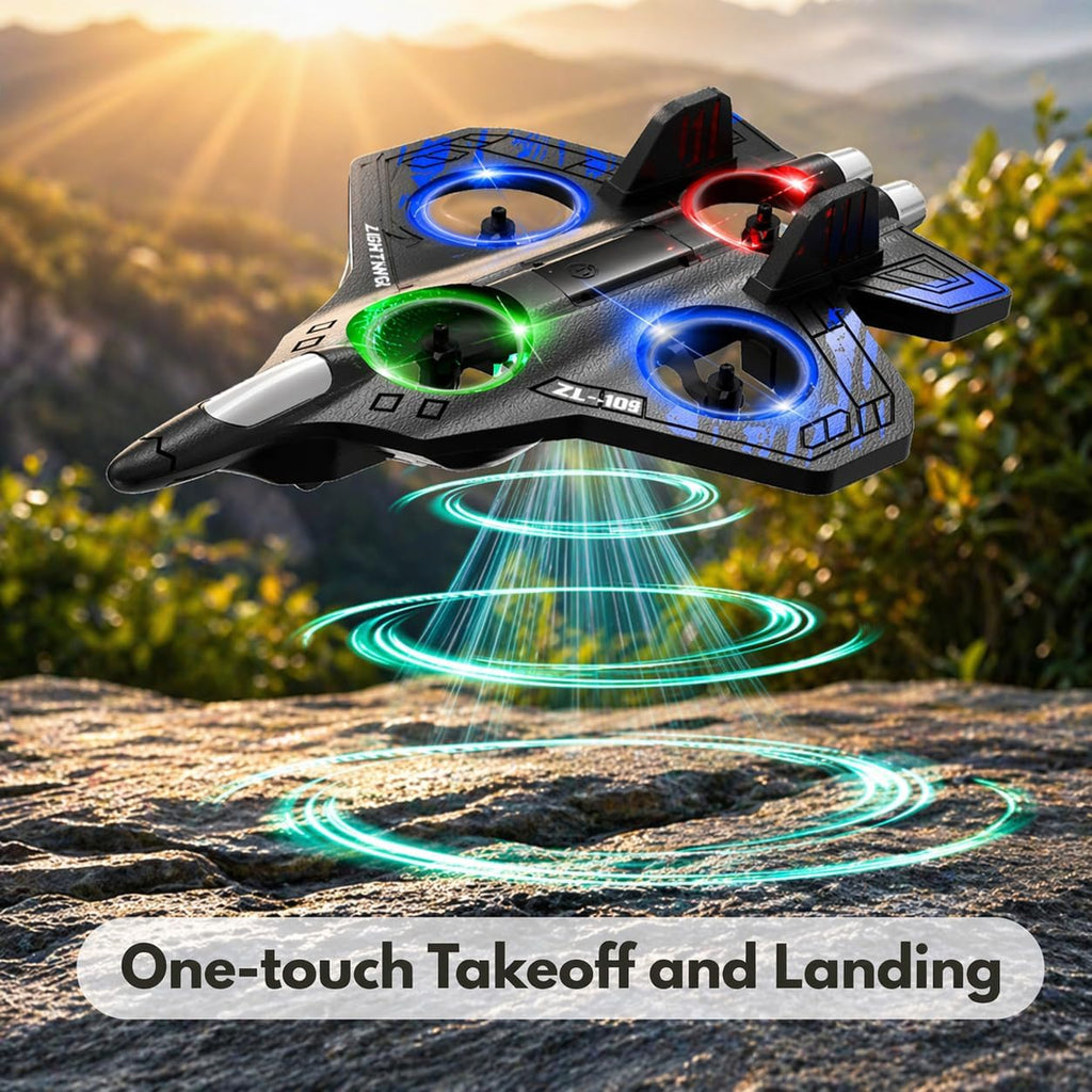 RC Plane for Kids & Adults, Remote Control Airplane Fighter Jet, 3 Batteries, Easy to Fly Foam RC Aircraft with LED