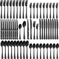 60-Piece Black Silverware Set with Steak Knives Black Stainless Steel Flatware Set for 10 Food Grade Tableware