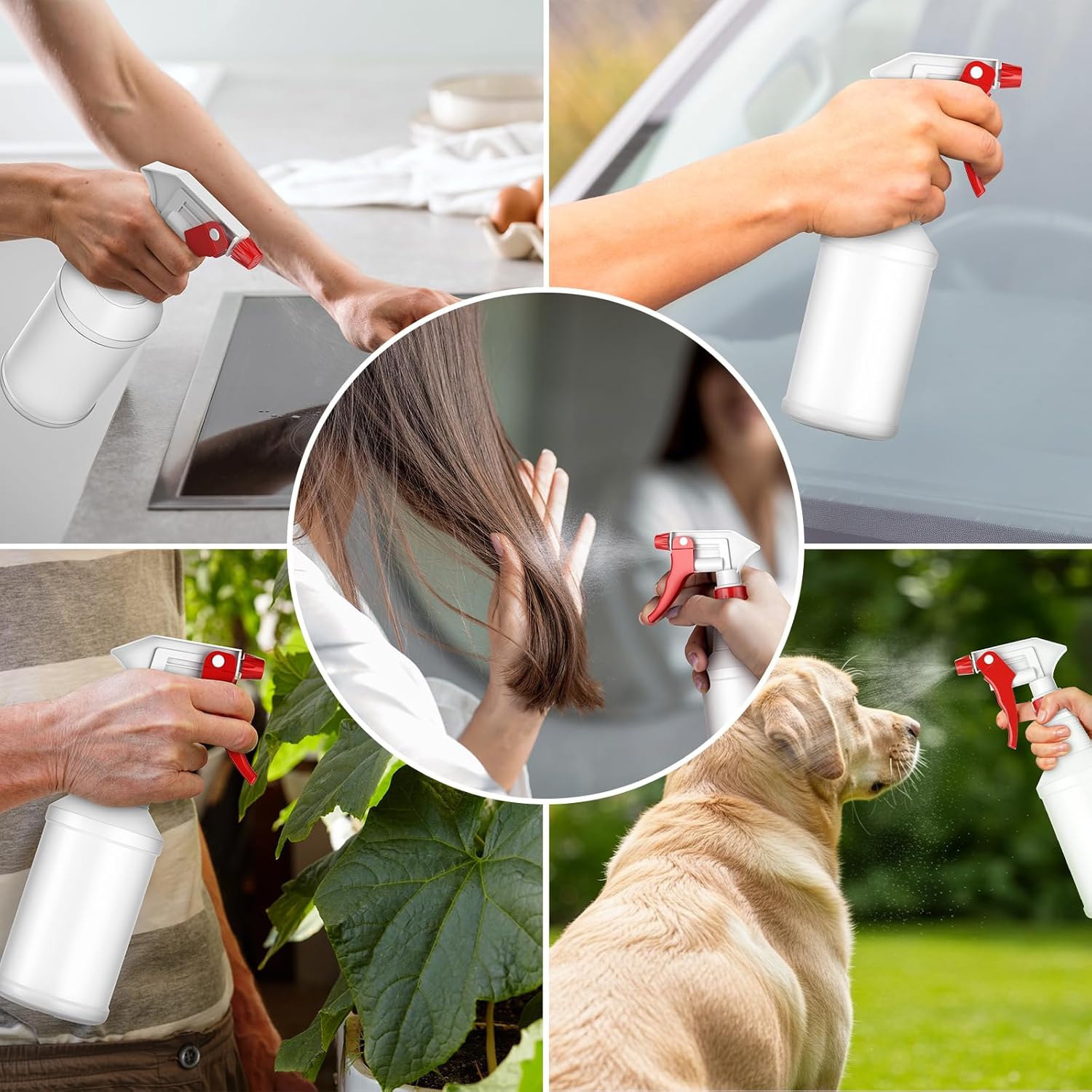 Spray Bottles (4 Pack,16 Oz), Refillable Empty Spray Bottles for Cleaning Solutions, Hair Spray, Watering Plants