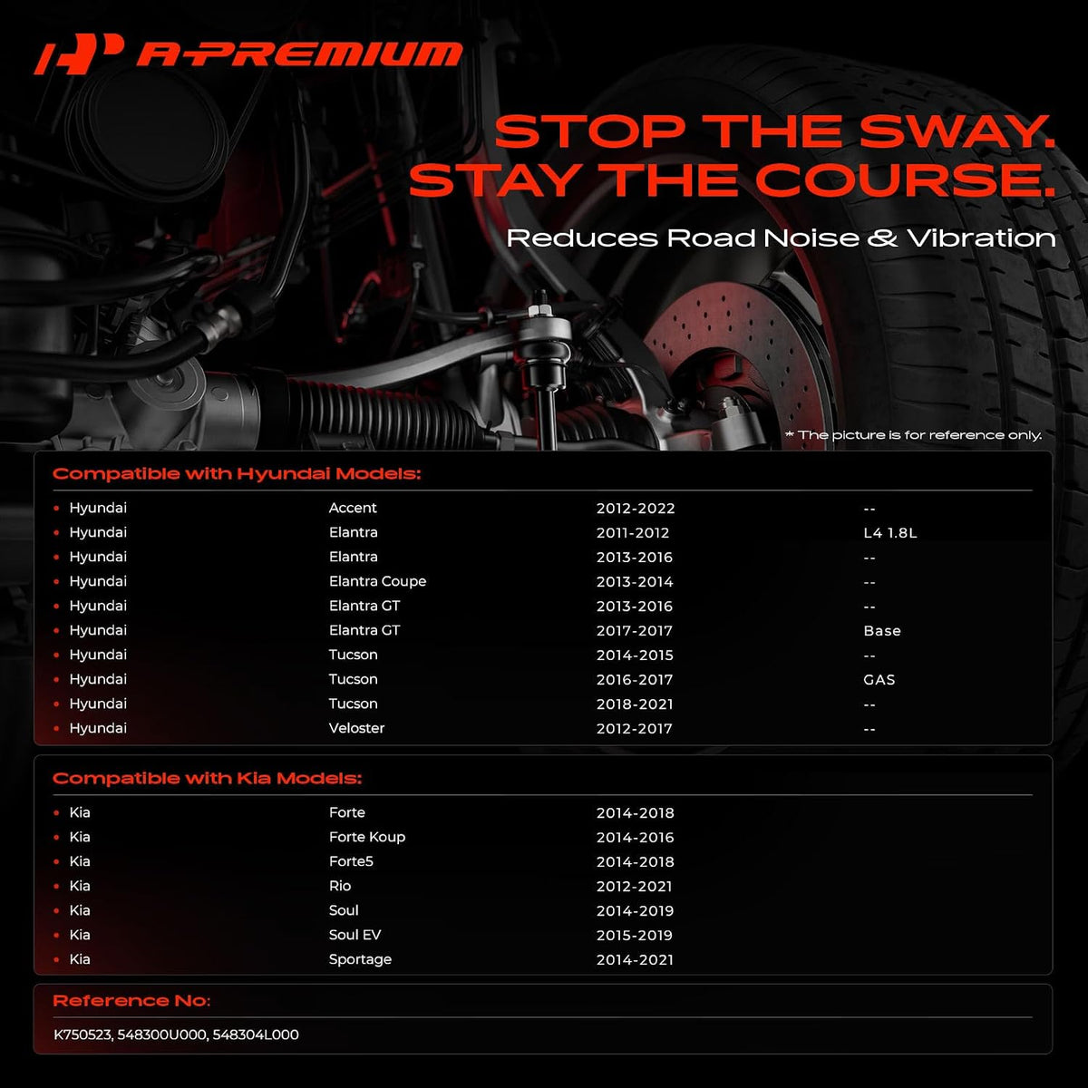 A-Premium Front Sway Bar Link Stabilizer Bar Link, Compatible with Hyundai