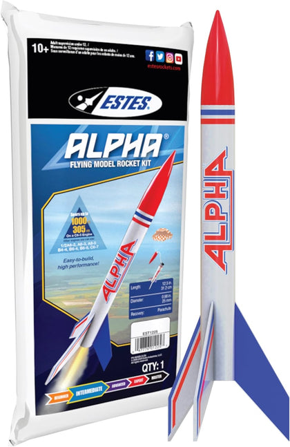 1225 Alpha Rocket-Building Kit, Intermediate Flying-Rocket-Model Kit for Ages 10+