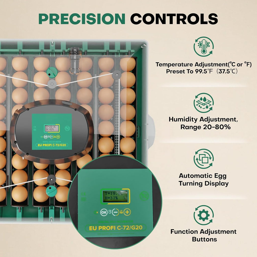 72 Eggs Hatching Incubator for Chicken/Duck/Quail