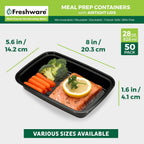 Meal Prep Containers [50 Pack] 1 Compartment with Lids, Food Storage Containers, Bento Box, BPA Free, Stackable