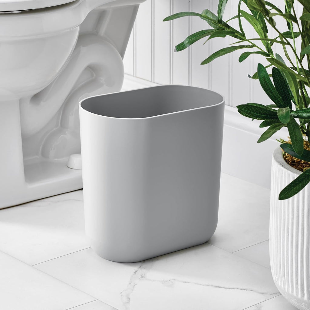 Small Slim Plastic Bathroom Trash Can, Gray | Bedroom, Office, Desk, Dorm