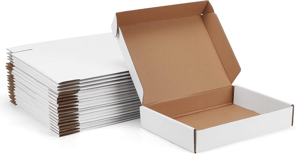 11x8x2 Inches Shipping Boxes Set of 20 White Corrugated Cardboard Mailing Boxes for Packaging, Small Business