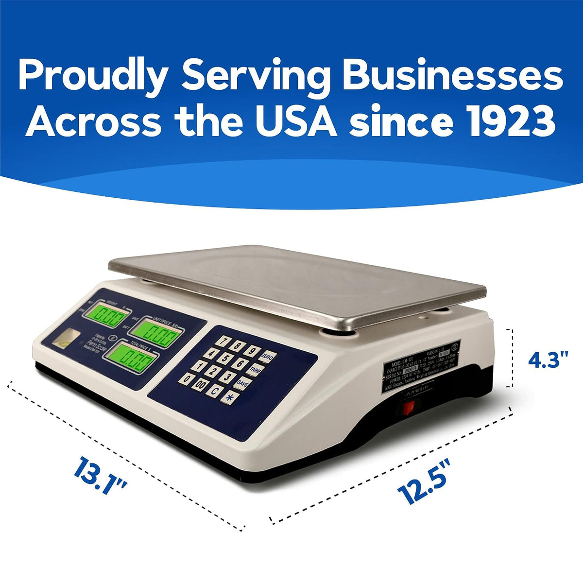 CM-101 NTEP Certified Scale for Digital Price Computing - 30lb Commercial Scale with 0.01lb Readability