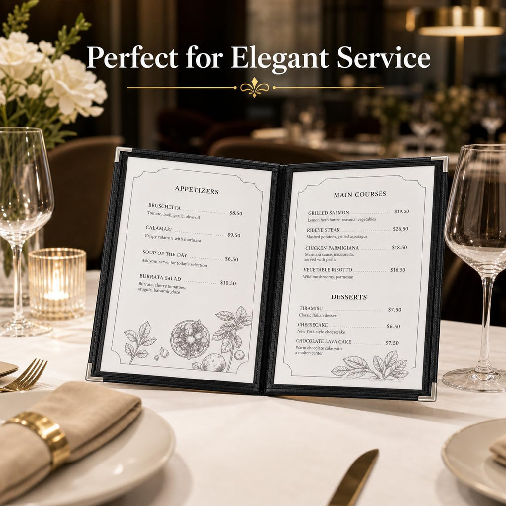 2 Pack Menu Covers, 8.5" x 11" Transparent Menu Covers, 6 Page 12 View Restaurant Menu Covers Menu Books Holder Fits