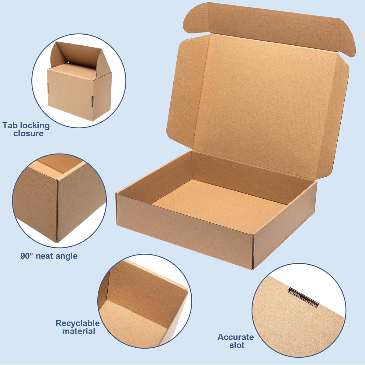 Brown Shipping Boxes 13x10x2" 25 Pack - Corrugated Cardboard Box Mailers for Small Business, Kraft Medium Literature