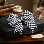 3 Roll Black and White Checkered Print Grosgrain Ribbon for Craft