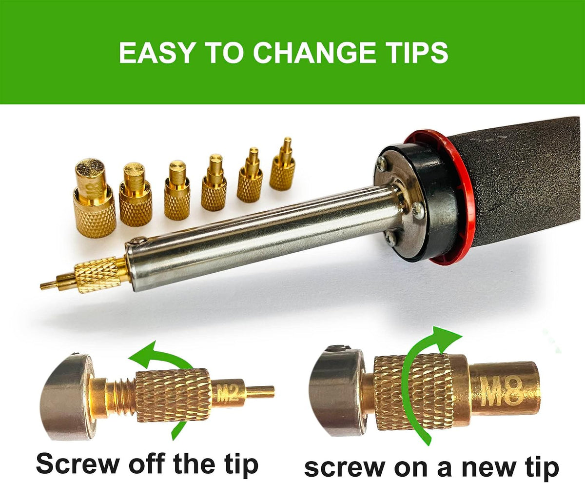 60W Digital Soldering Iron Heat Set Insert Tool with Extra Soldering Tips and Heat Set Insert Tips