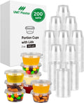 200 Sets 2 oz Portion Cups with Lids, Condiment Cups | BPA-free plastic cups with secure lids, ideal for sauces