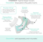 Honest Hybrid Cloth Diaper Covers with Pocket-Sling, Large (22-40 lbs), Stops Nighttime Leaks, Use with Boosties