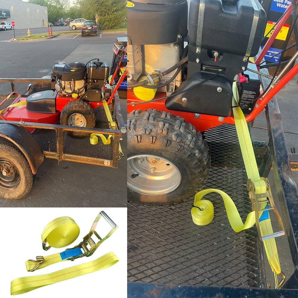 Ratchet Straps - 2" x 17' Heavy Duty Cargo Straps, Load up to 10000Lbs, Double J Hooks for Trucks, Moving Appliances