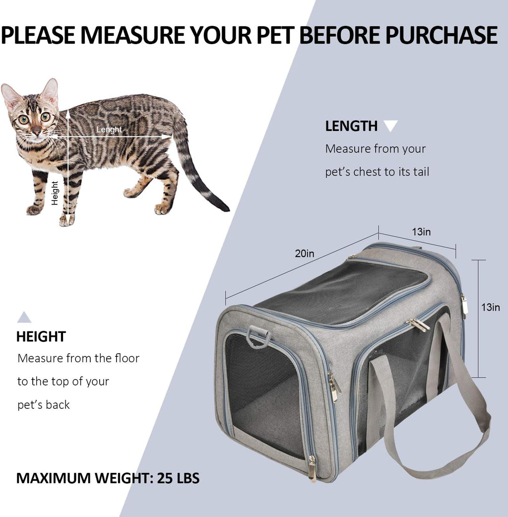 Large Cat Carriers Dog Carrier Pet Carrier for Cats Dogs Puppies up to 25Lbs, Big Dog Carrier Soft Sided, Travel