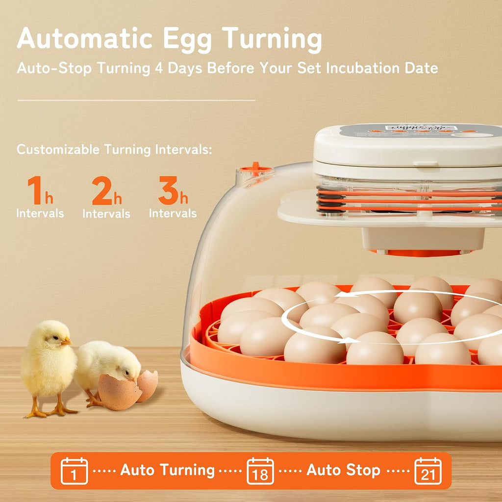 Egg Incubators for Hatching Eggs, Temperature and Humidity Control, Automatic Egg Turning, Egg Candler, External