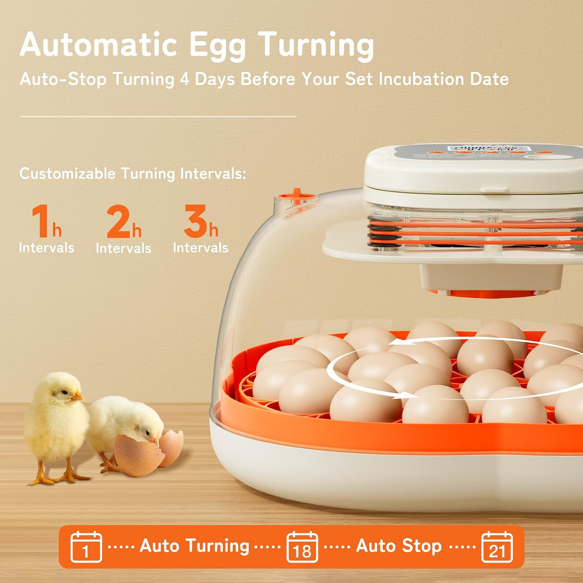 Egg Incubators for Hatching Eggs, Temperature and Humidity Control, Automatic Egg Turning, Egg Candler, External