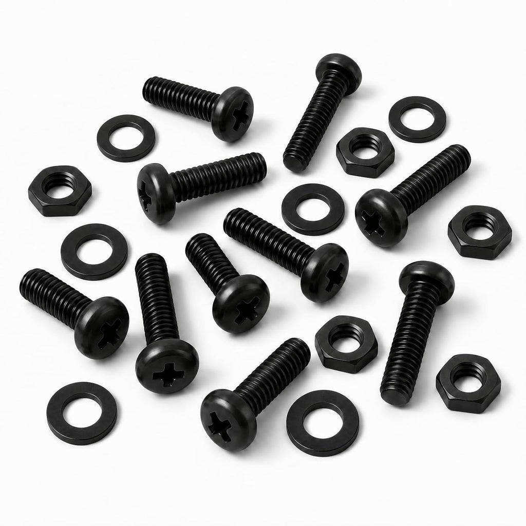 #10-24 x 2 (10 Sets) Pan Head Machine Screws Nuts Washers Assortment Kit, Black Oxide 304 Stainless Steel Phillips Drive Full Thread