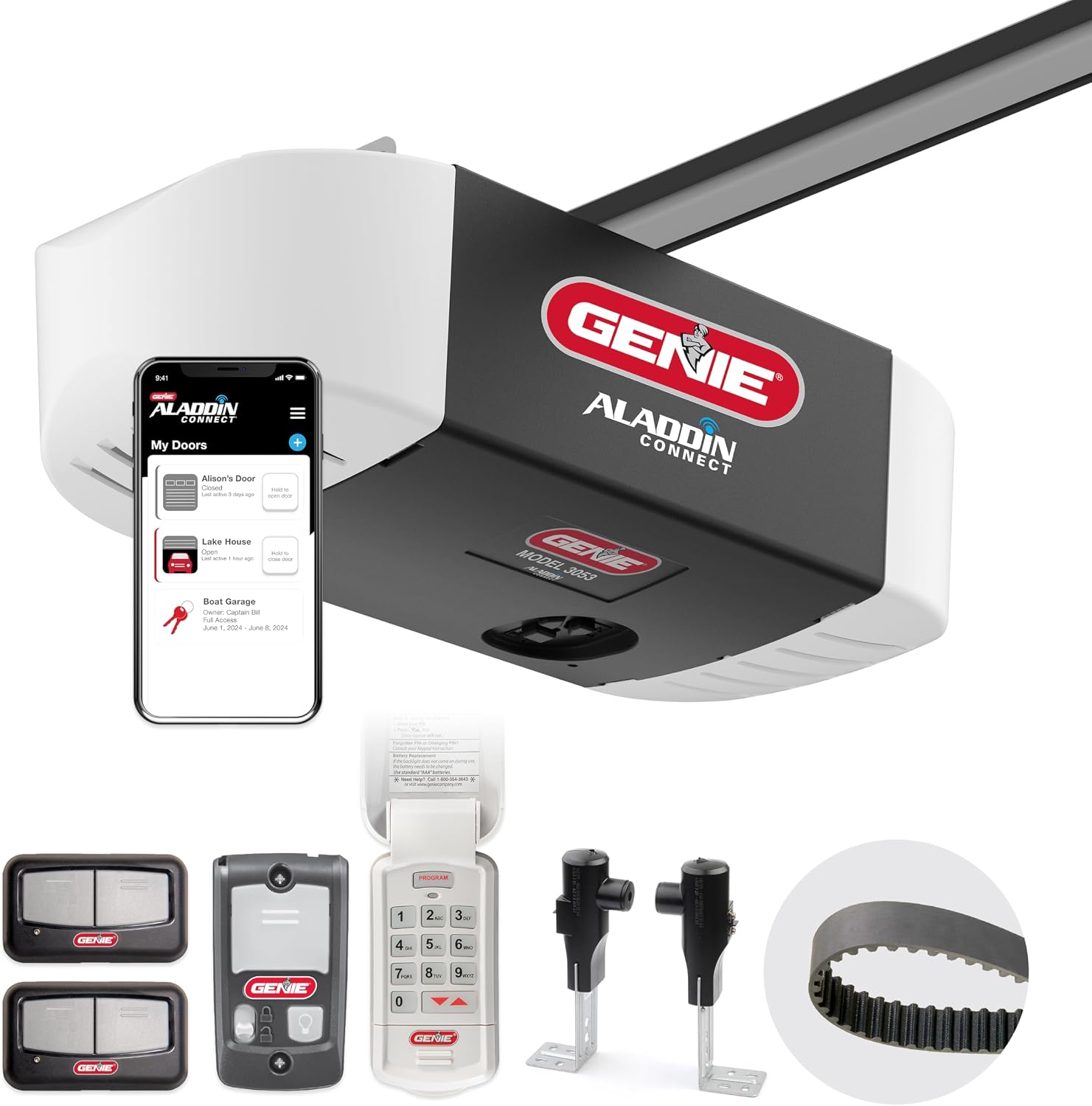 QuietLift Connect – WiFi Smart Garage Door Opener with Added Wireless Keypad, ¾ HPC Smart Belt Drive – Compatible