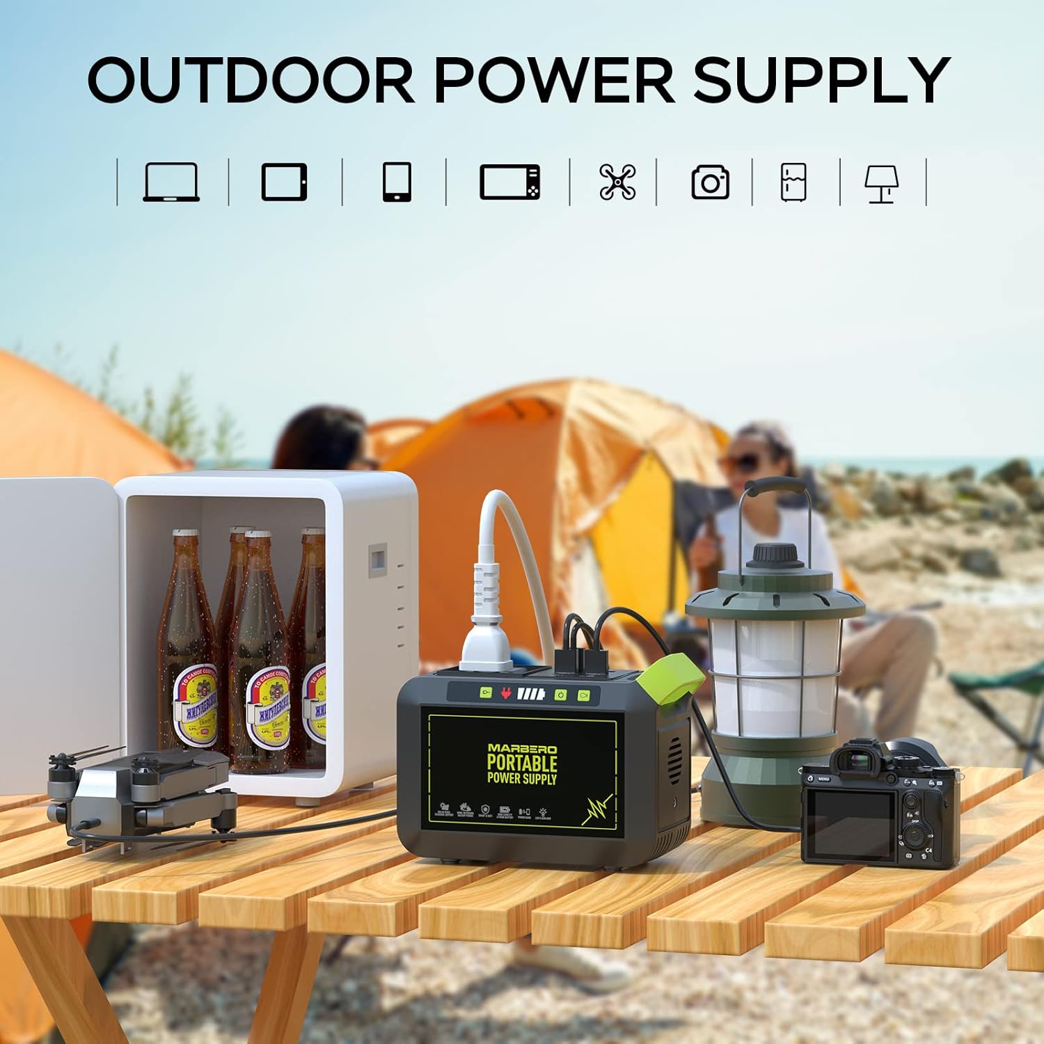 Portable Power Station 88Wh Camping Lithium Battery Solar Generator Fast Charging with AC Outlet 120W Peak Power