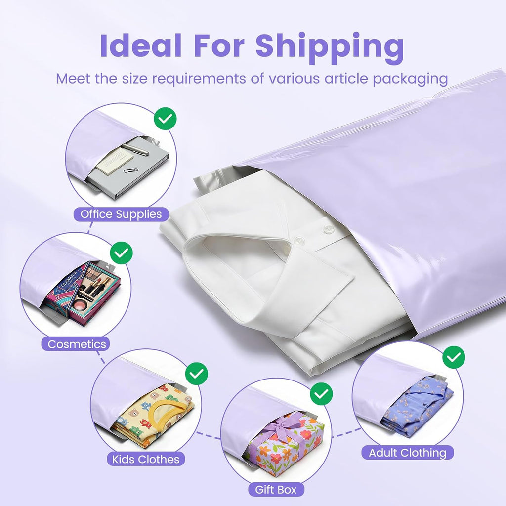 Poly Mailers 12x15.5 100 Pack, Self Seal Shipping Bags for Clothes