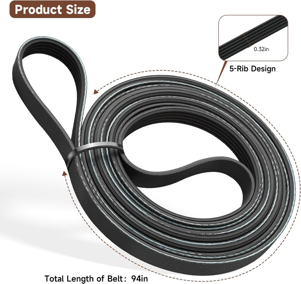 W10136934 Dryer Drum Drive Belt 94” Compatible With Whirlpool MEDB725BW0