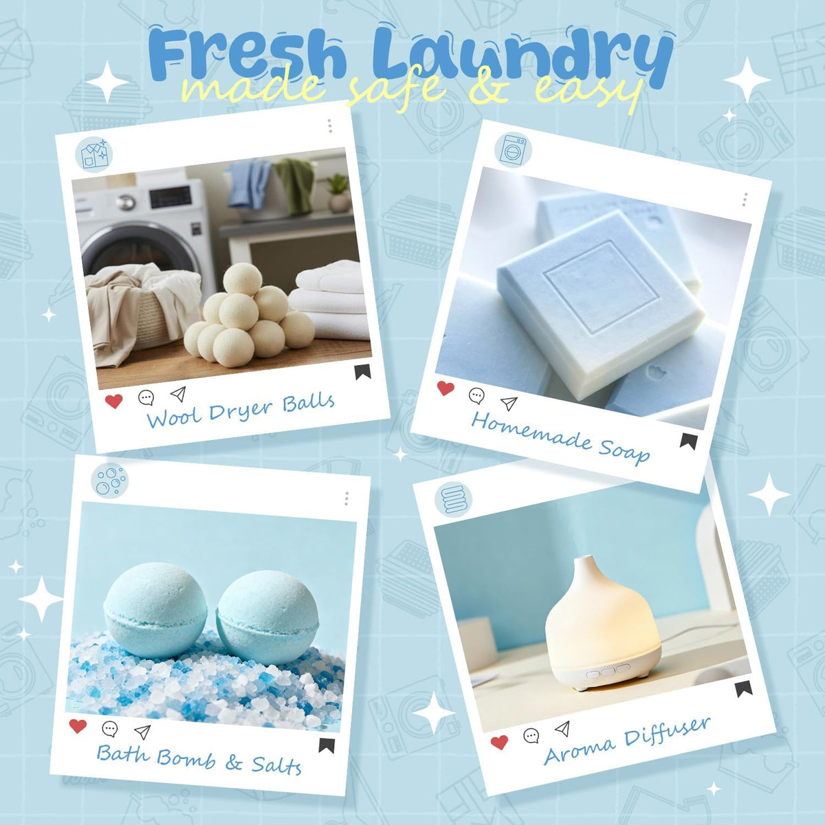 Laundry Collection Essential Oil Set, Use with Wool Dryer Balls