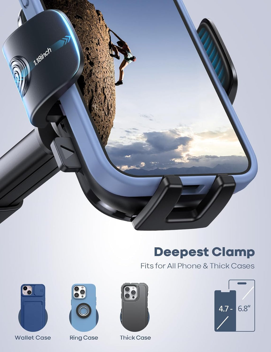 Car Phone Holder - [Strongest Military-Grade Suction Cup] 360° Rotation Phone Holders for Your Car Quick Release