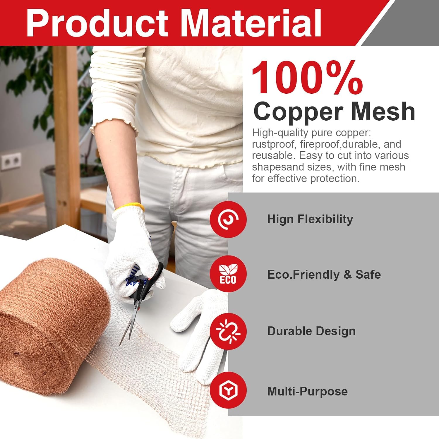 5 Inch×20 ft Copper Mesh Rodent Control, 100% Pure Copper Barrier