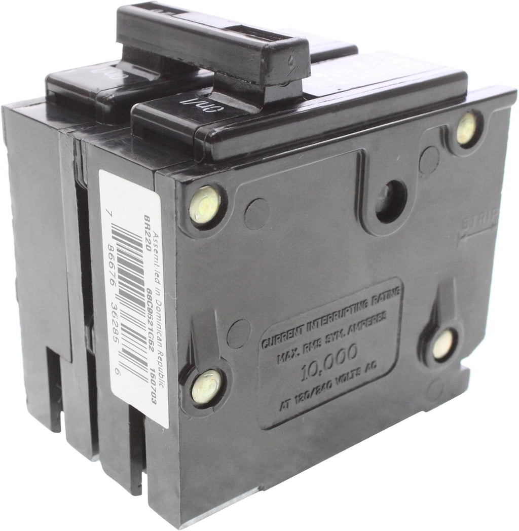 Eaton BR220 Plug-On Circuit Breaker, BR, 20-Amp, 2-Pole, 120-Volt (5 Pack)