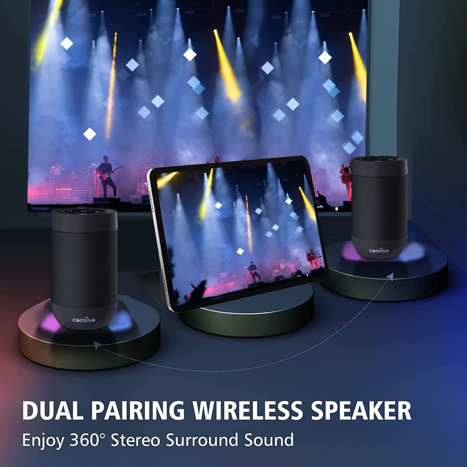 Bluetooth Speaker, Portable Bluetooth Speakers with Wireless Stereo Pairing, Built in Mic, 360° HD Sound,IP65