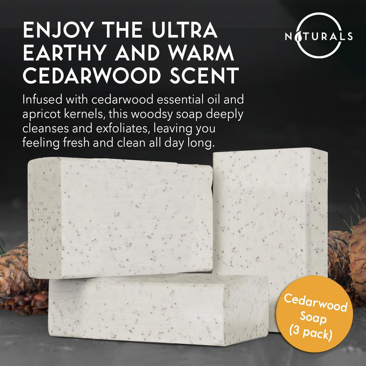 Exfoliating Soap For Men - Cedar African Black Soap 3 Pack