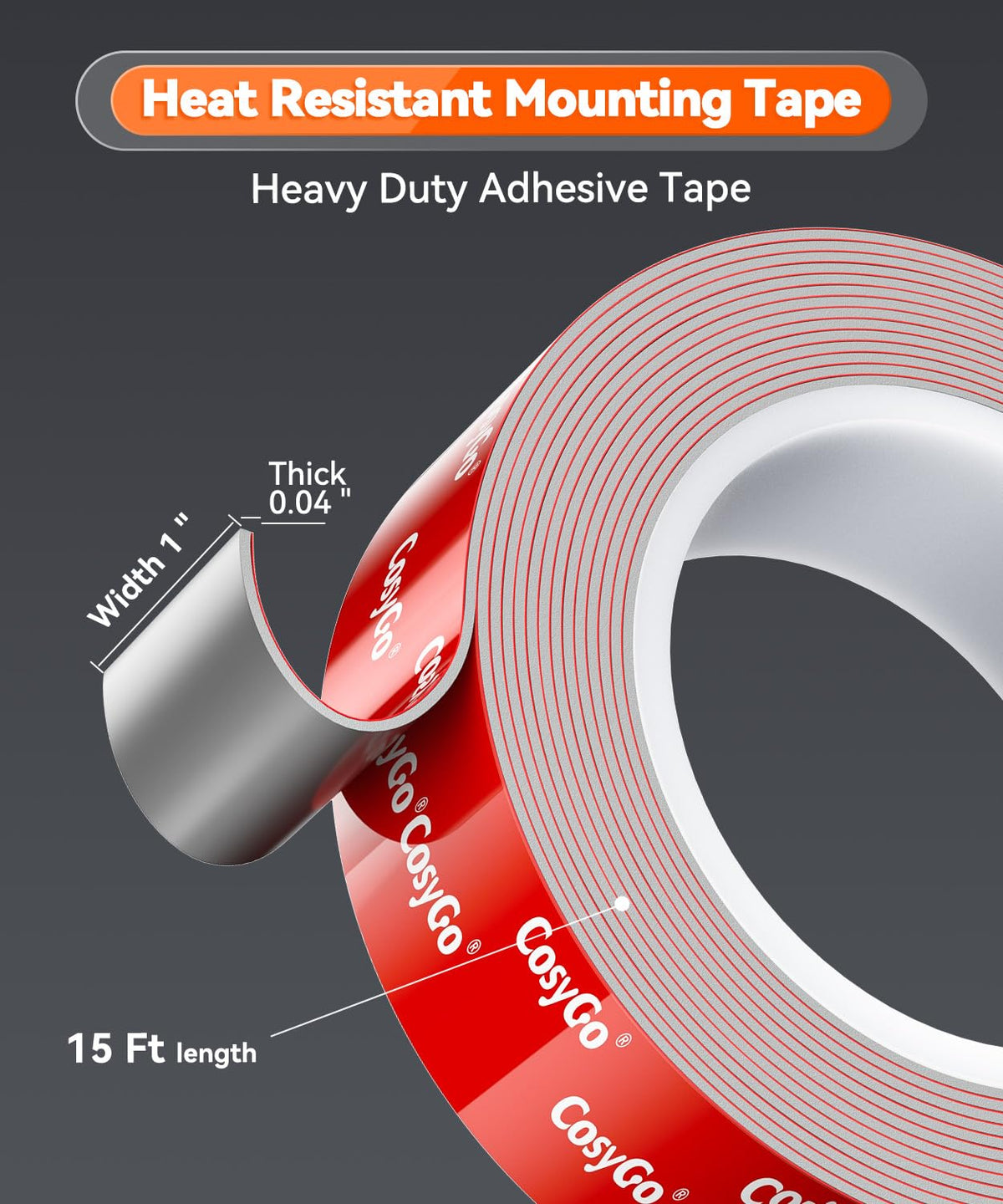 Double Sided Tape Heavy Duty, Permanent Bond Heat Resistant 1Inch