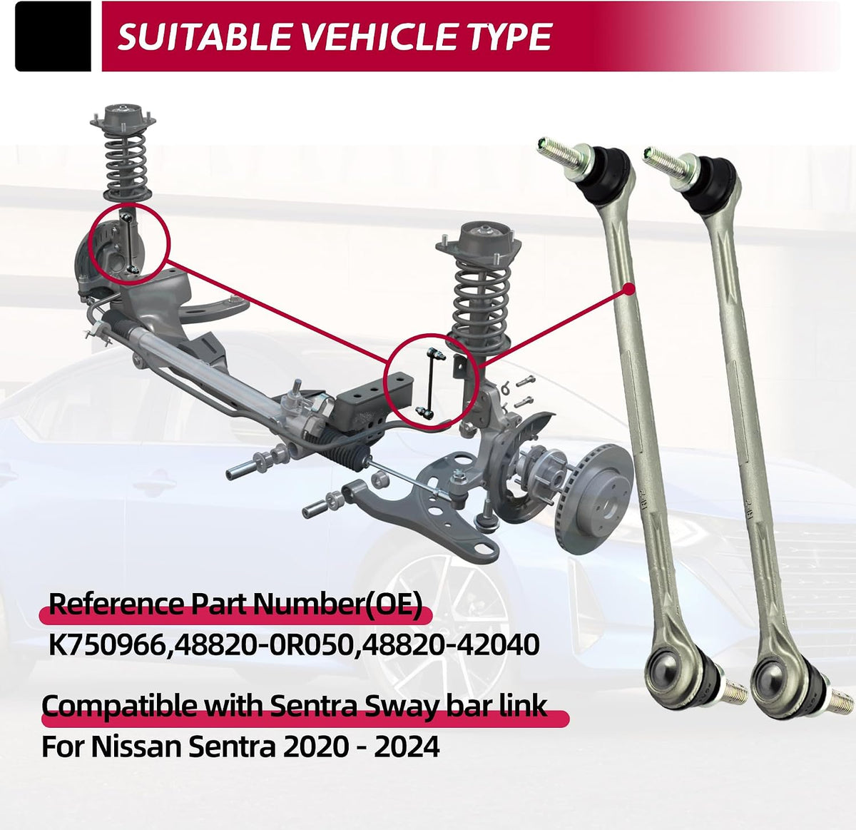 2020-2024 For Nissan Sentra Sway Bar Link Front Left & Right#54618-6LB0A