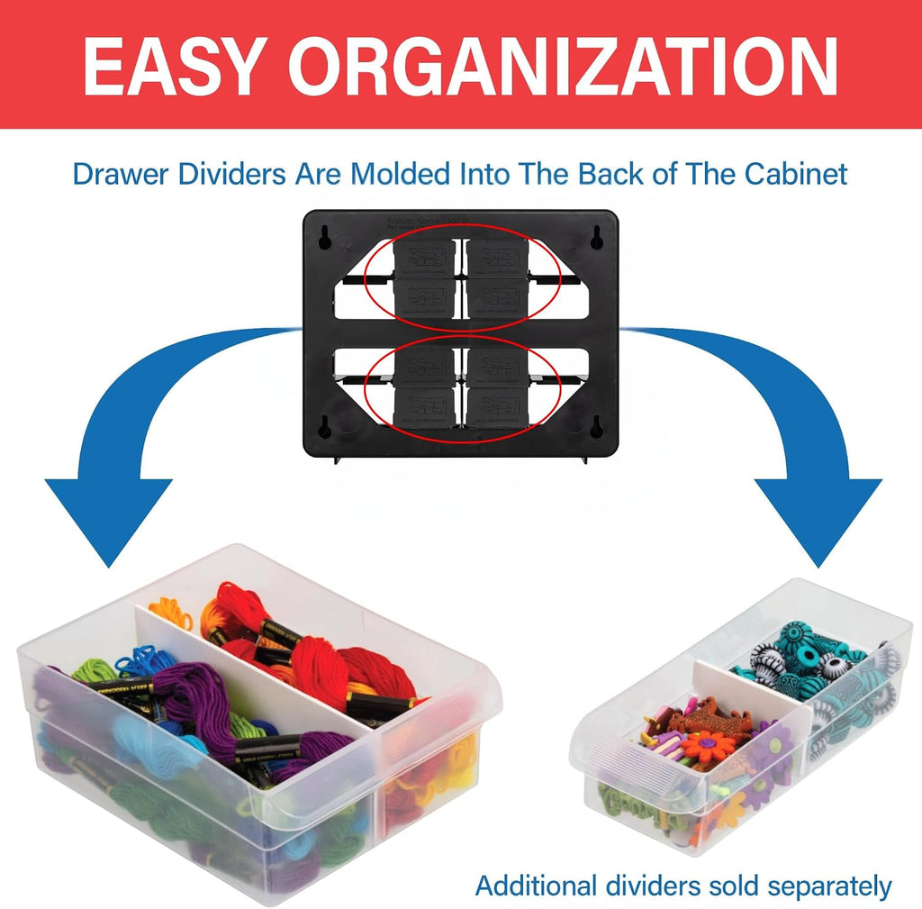 16-Drawer Plastic Storage Cabinet, 10.5"W x 6.5"D x 8.5"H, Black