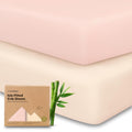 2-Pack Baby Crib Sheets for Boys, Girls - 52x28 Viscose Derived from Bamboo Toddler Bed Sheets Neutral, Fitted Crib
