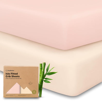 2-Pack Baby Crib Sheets for Boys, Girls - 52x28 Viscose Derived from Bamboo Toddler Bed Sheets Neutral, Fitted Crib