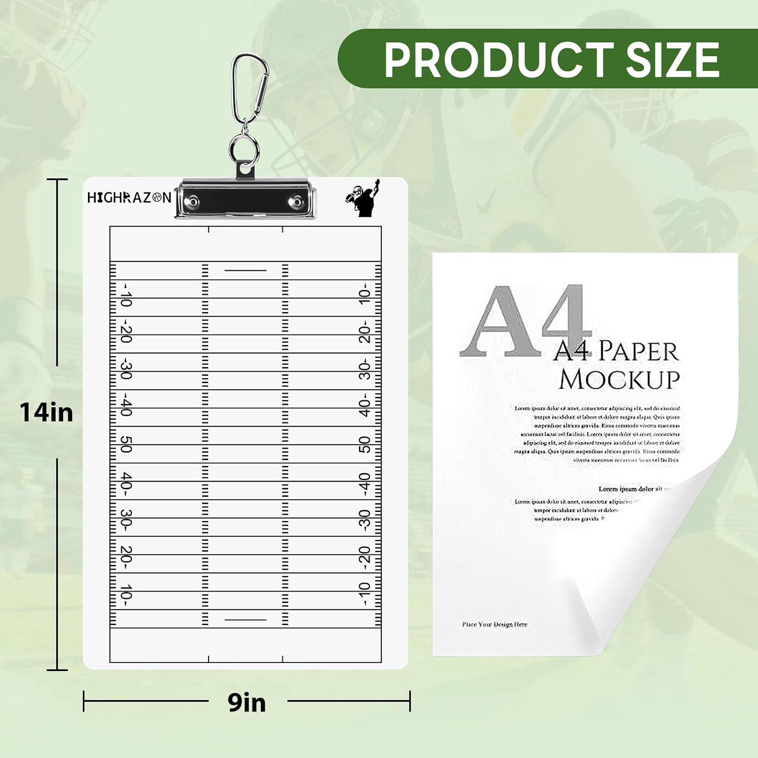 Football Coaches Clipboard, White Double-Sided Dry Erase Coach Clipboard, Football Whiteboard for Coaches, Lineup