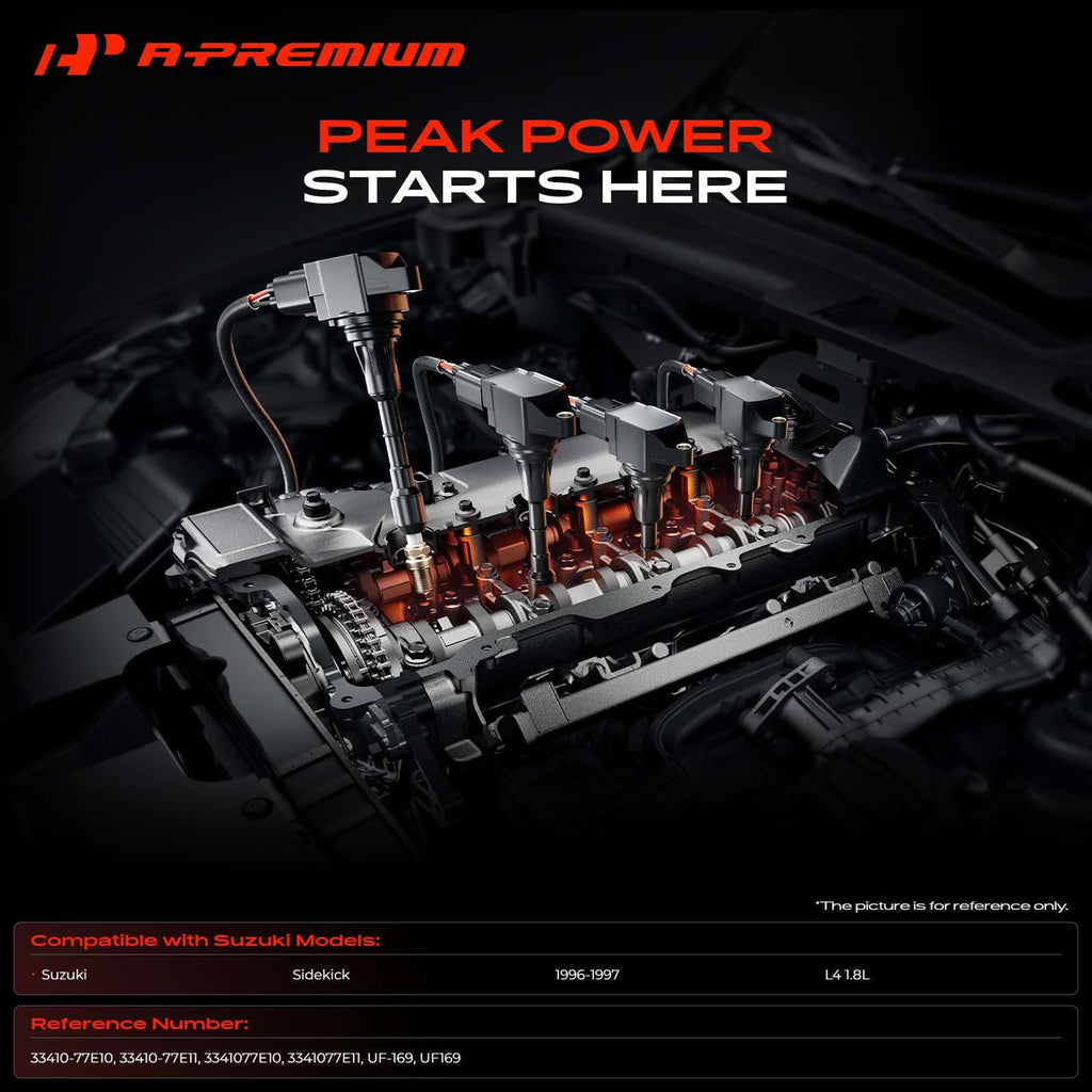 A-Premium Ignition Coil Pack and Iridium Spark Plugs Compatible with Suzuki