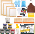 38 Pieces Screen Printing Kit Include Fabric Screen Printing Ink, 4 Size Screen Printing Frame, Screen Printing