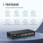 24 Port Gigabit Ethernet Switch | Rackmount Network Switch | 24*10/100/1000Mbps Shielded Ports | Unmanaged | Plug &