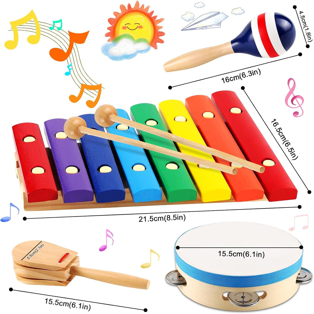 Kids Musical Instruments Montessori Wooden Toys for Toddlers,Percussion Instruments Set for Kid Preschool Educational