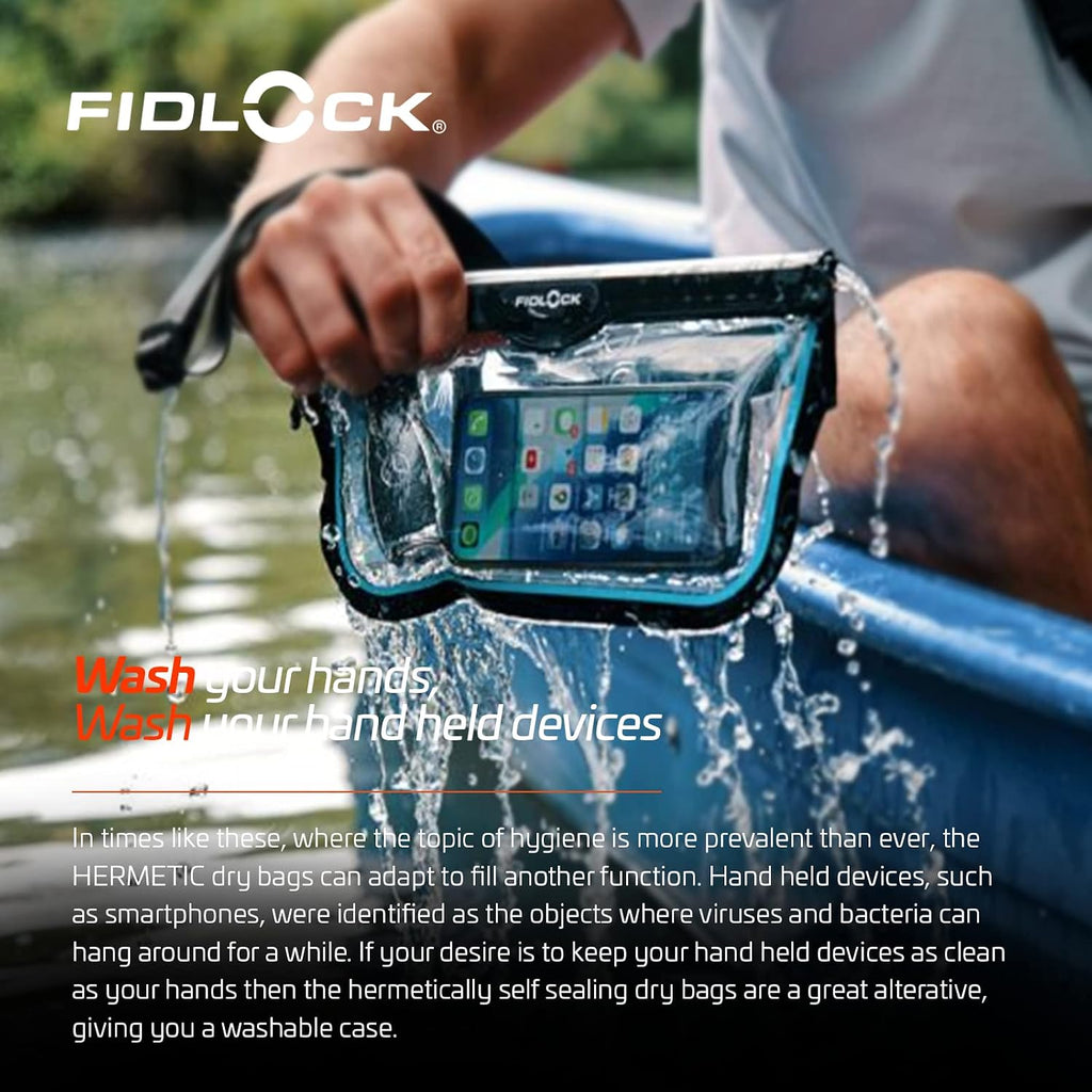 Hermetic Sling Phone Dry Bag, Waterproof Pouch, Transparent Blue | Dry Bag, FIDLOCK Buckle, Magnetic Self-Sealing