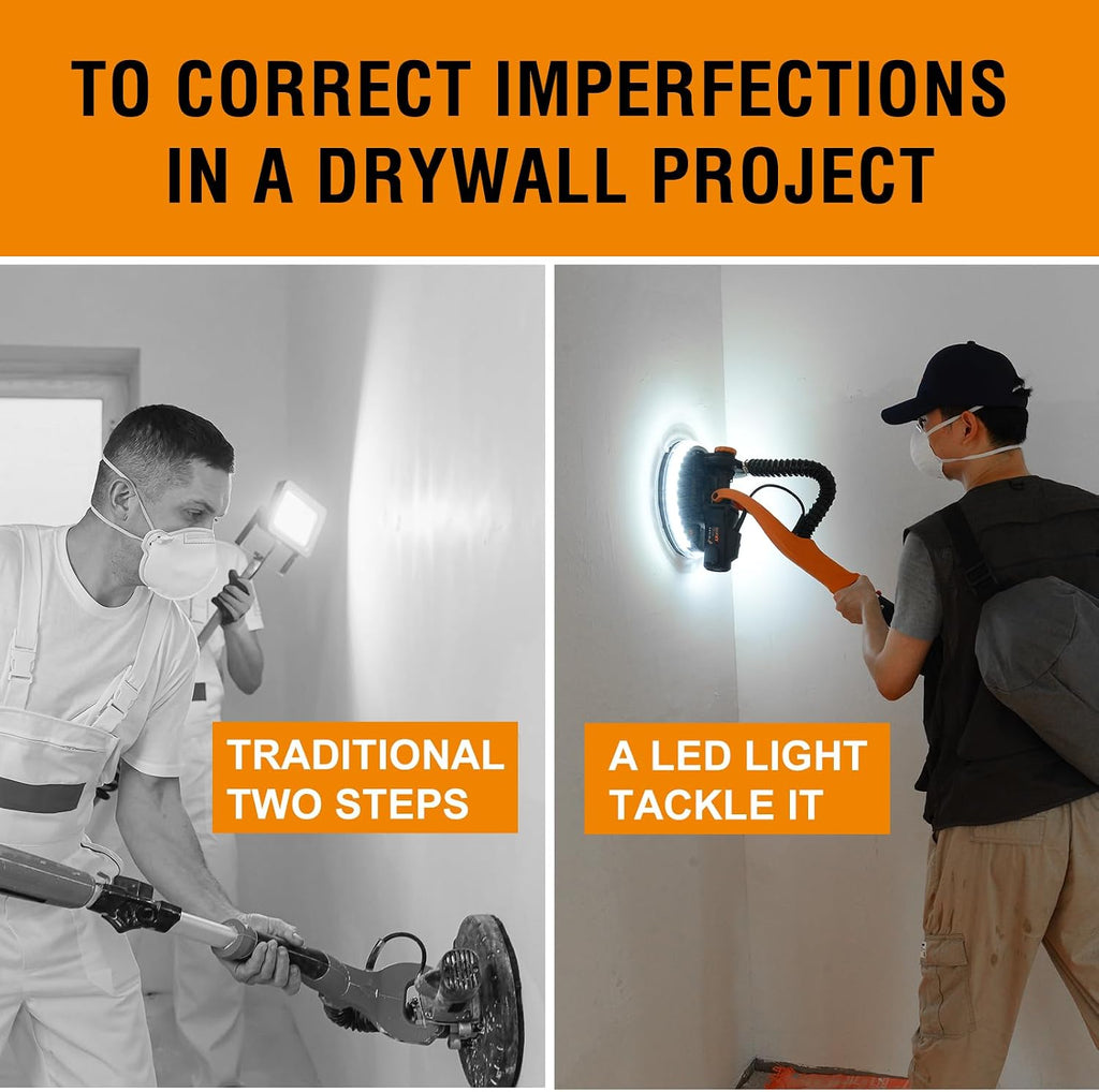Drywall Sander with Vacuum Dust Collection, 6 Variable Speed Foldable Telescopic Electric Wall Sander, Popcorn