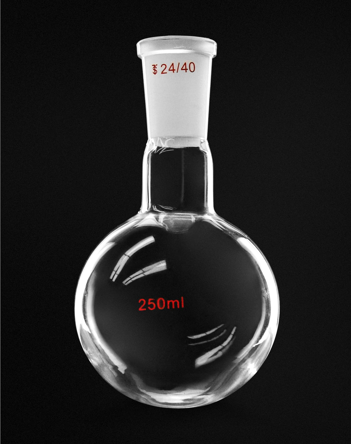 250ml Borosilicate Glass Boiling Flask with 24/40 Standard Taper Outer Joint, Single Neck Round Bottom, 2 Pack