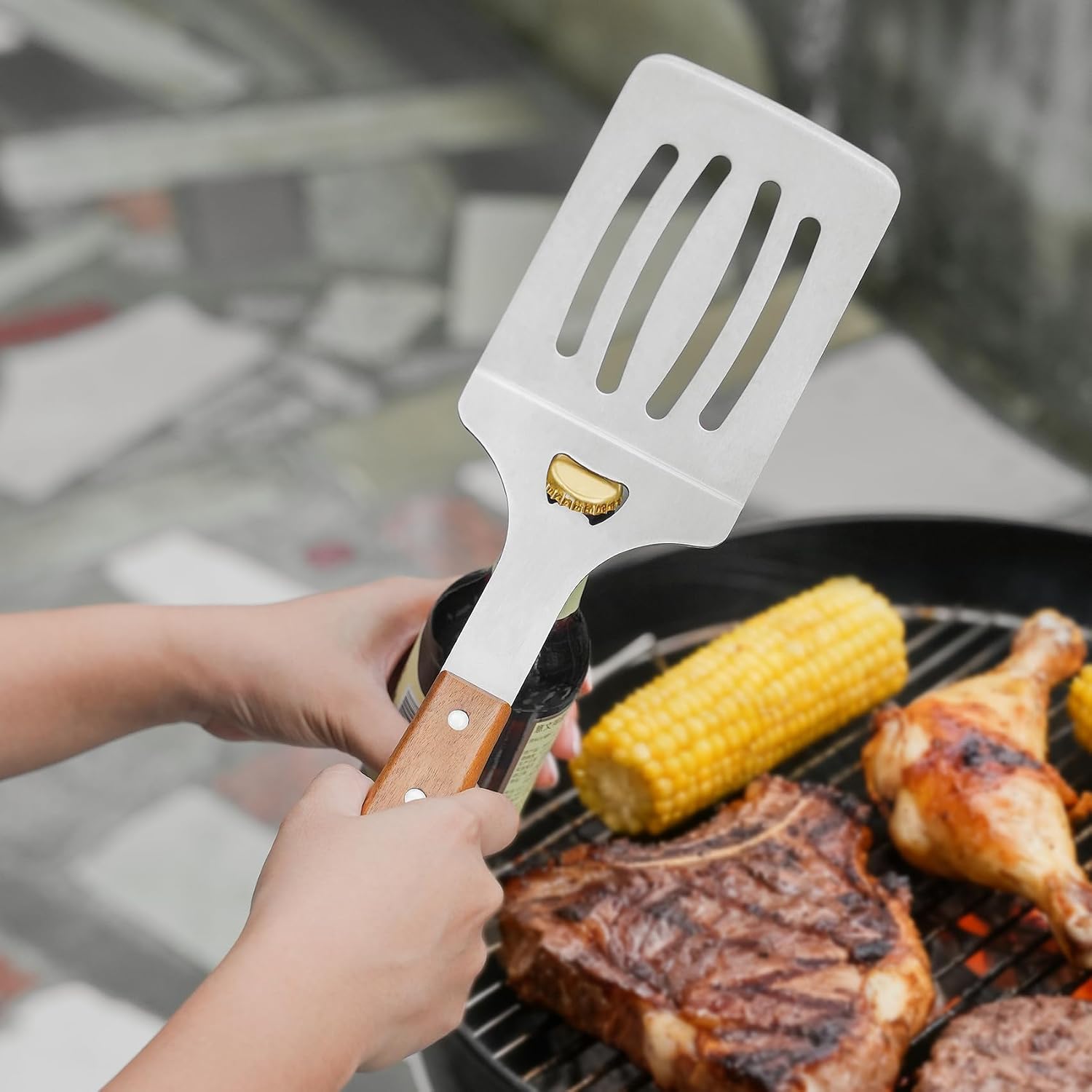 5 Pcs Stainless Steel Grill Tool Set Griddle Accessories