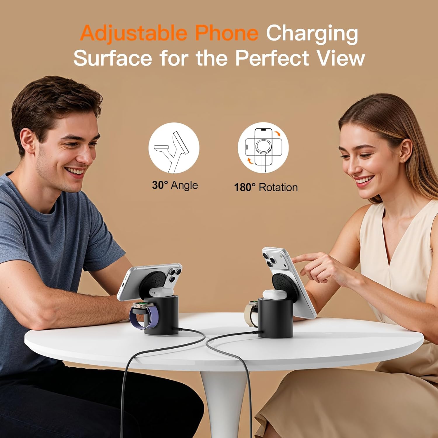 2026 Portable MagSafe Charger,3 in 1 Charging Station Apple,iPhone Charger | Foldable Wireless Charger ,15W Fast