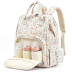 Light White Floral Diaper Bag Backpack Mom Cute Diaper Bag
