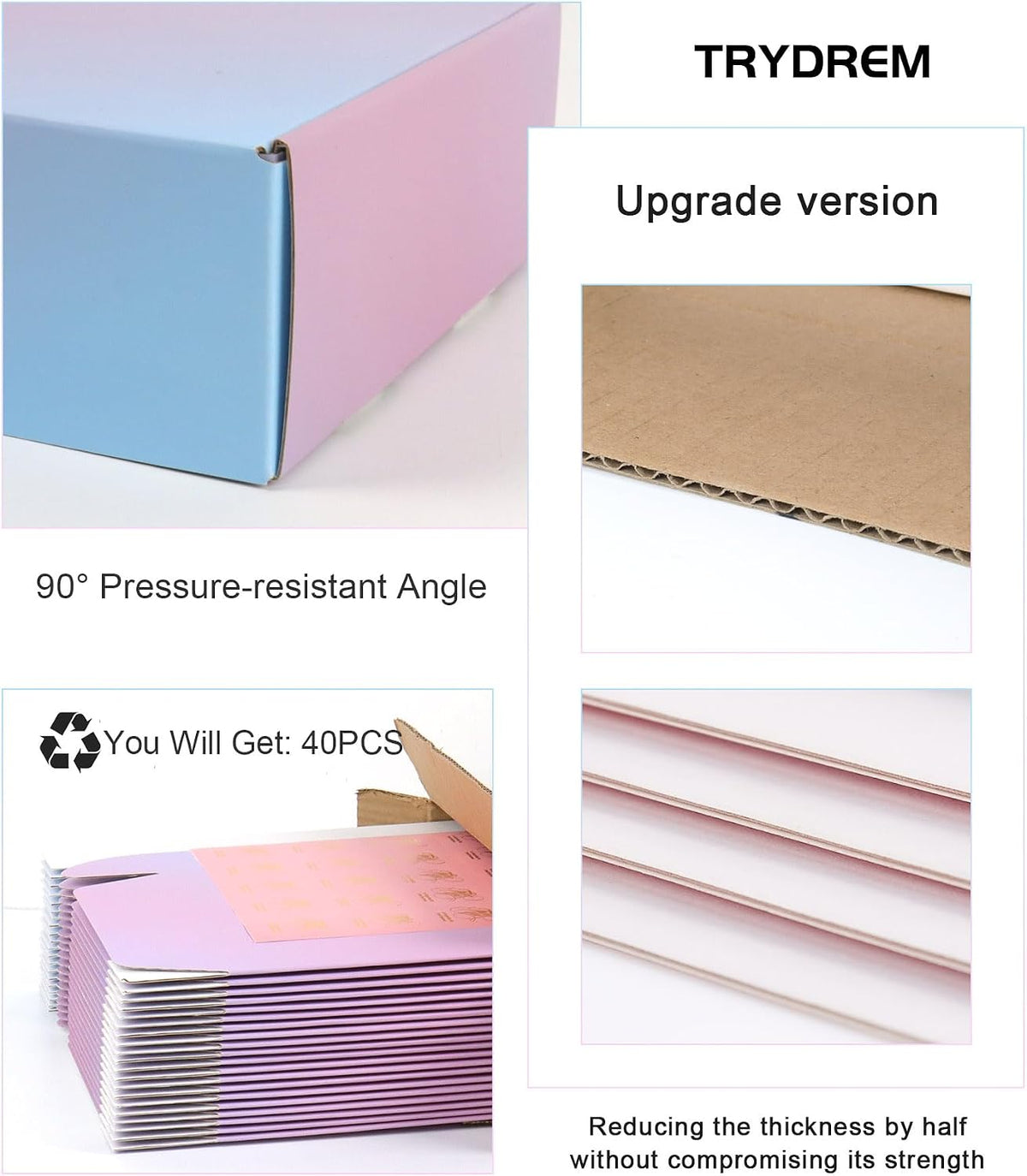 11x8x2 Inch Shipping Boxes 40 Pack, Purple Gradient Mailer Packaging Box, Corrugated Cardboard Boxes for Gift Small