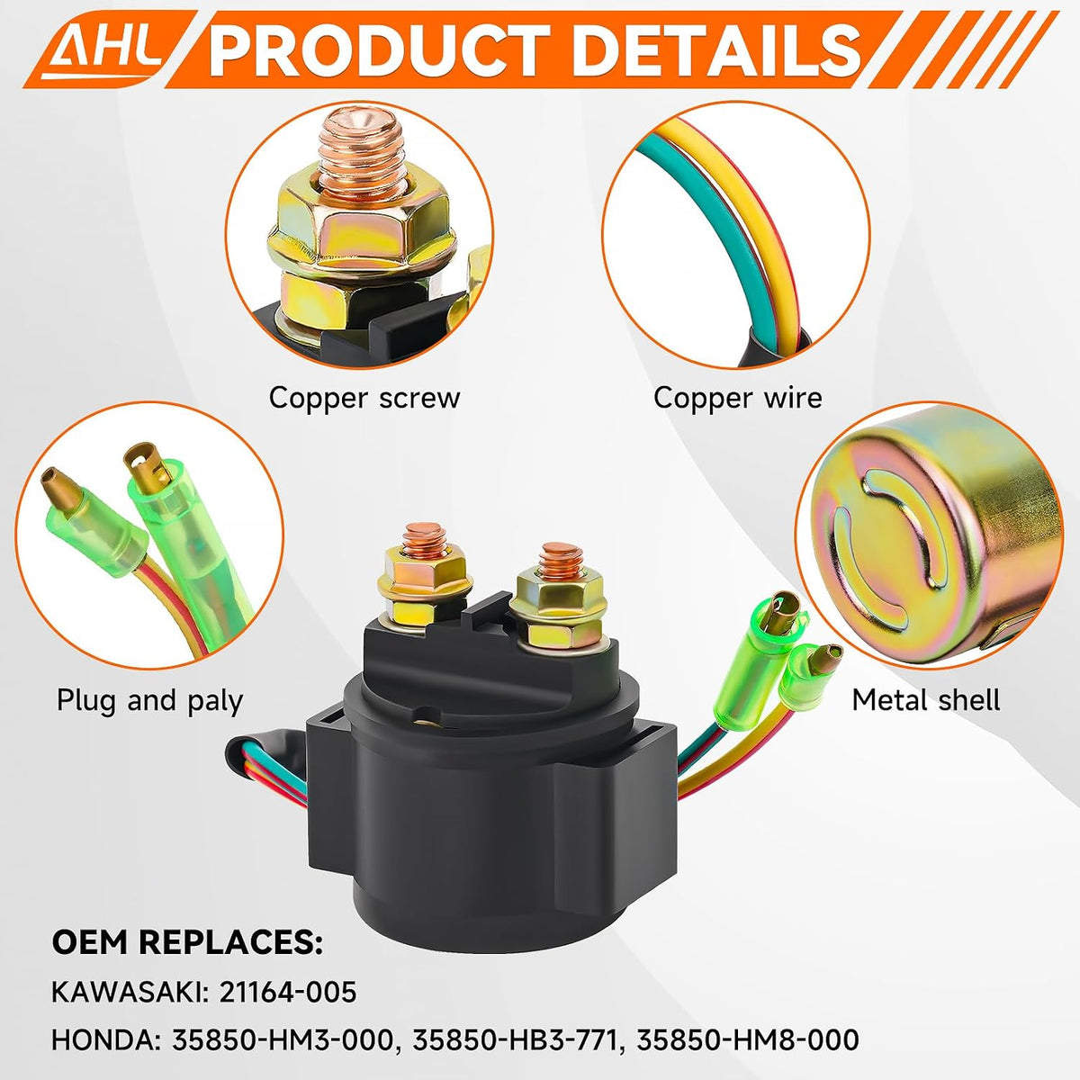 AHL Starter Solenoid Relay for Honda TRX400EX Sportrax 2002-2007 ATV / TRX300EX Sportrax 2001-2006 / TRX300EX FOURTRAX 1993-2003 / TRX400EX FOURTRAX 1999-2004